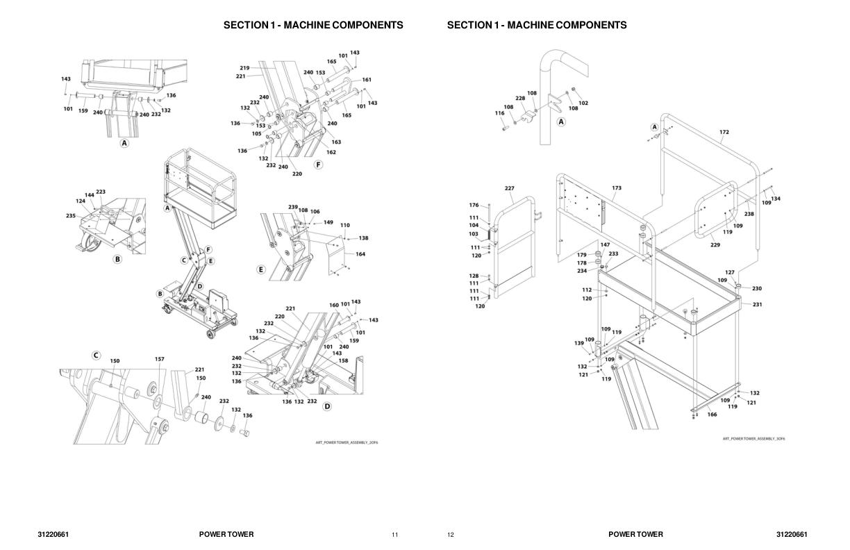 JLG POWER TOWERS Vertical Masts POWER TOWER Parts Manual 31220661 2022 1