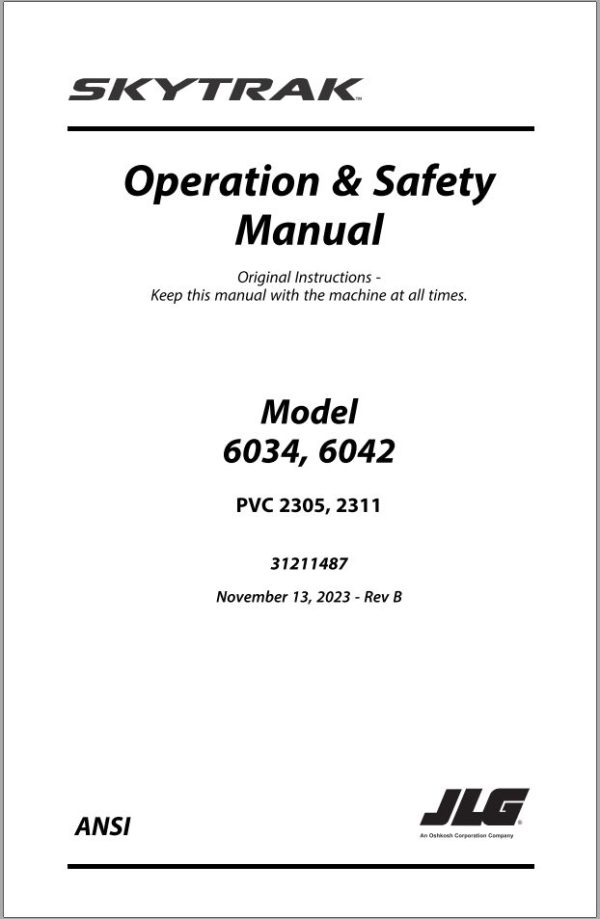 JLG SKYTRAK Telehandlers 6034 6042 Operation Safety Manual 31211487 2023 PVC 2305 2311