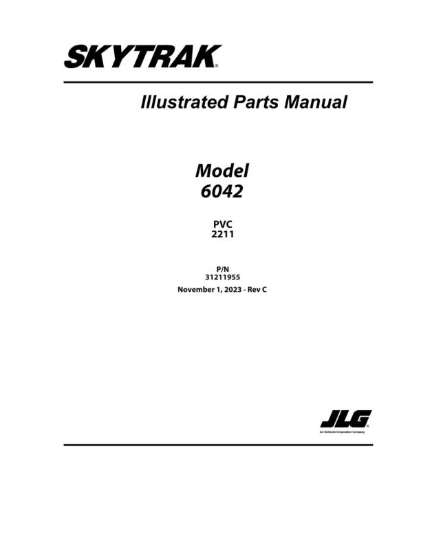 JLG SKYTRAK Telehandlers 6042 Parts Manual 31211955 2023 PVC 2211