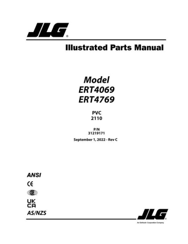 JLG Scissor Lifts ERT4069 ERT4769 Parts Manual 31219171 2022 PVC 2110