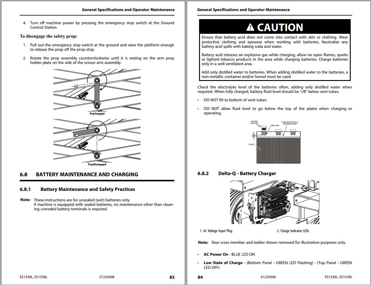JLG Scissor Lifts ES1330L ES1530L Operation Safety Manual 31220308 2022