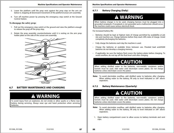 JLG Scissor Lifts ES1330L ES1530L Operation Safety Manual 31221553 2023 PVC 2304 1