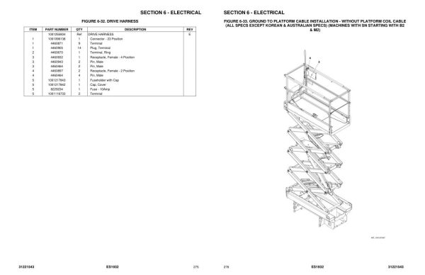 JLG Scissor Lifts ES1932 ES1932i Parts Manual 31221543 2023 PVC 2304 1