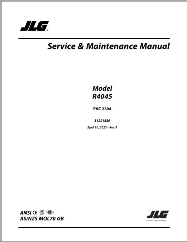 JLG Scissor Lifts R4045 Operation Safety Manual 31221539 2023 PVC 2304