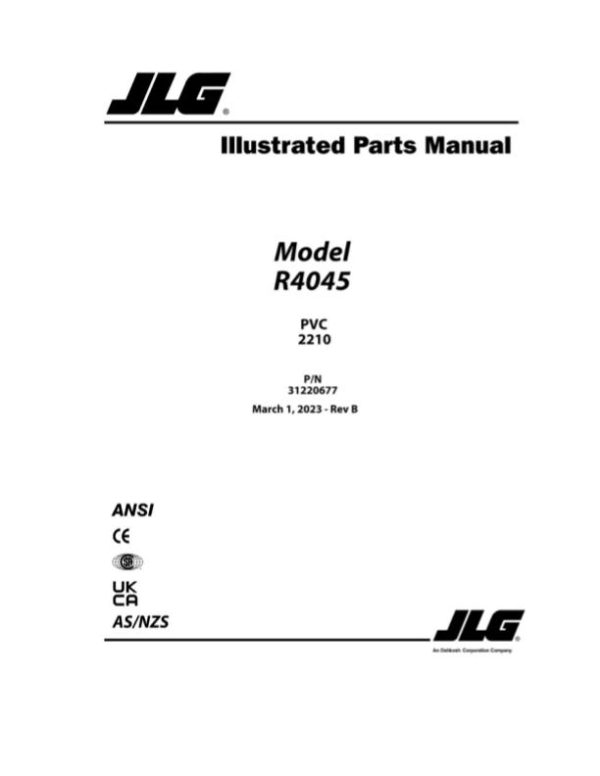 JLG Scissor Lifts R4045 Parts Manual 31220677 2023 PVC 2210