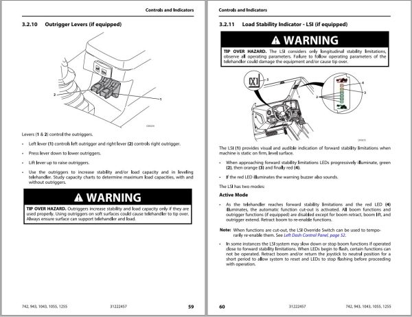 JLG Telehandlers 1043 1055 1255 742 943 Operation Safety Manual 31222457 2023 PVC 2311 1