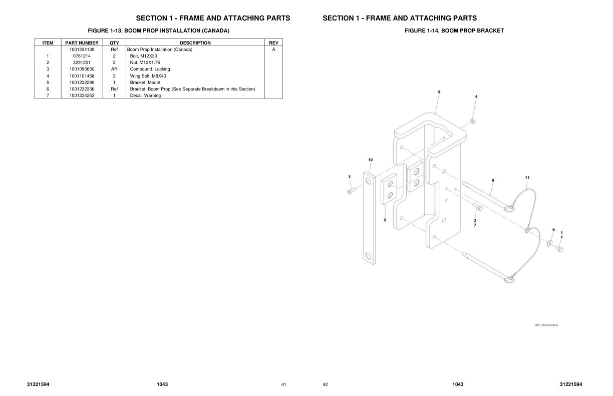 JLG Telehandlers 1043 Parts Manual 31221594 2023 PVC 2305 1
