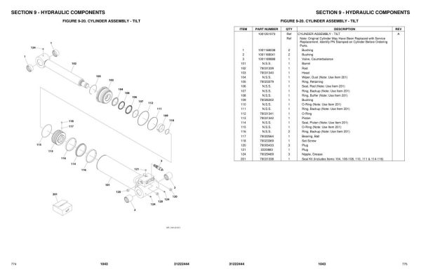 JLG Telehandlers 1043 Parts Manual 31222444 2023 PVC 2311 1