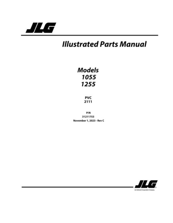 JLG Telehandlers 1055 1255 Parts Manual 31211753 2022 PVC 2111