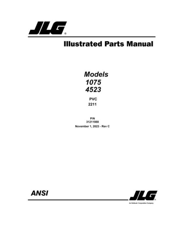JLG Telehandlers 1075 4523 Parts Manual 31211988 2023 PVC 2211