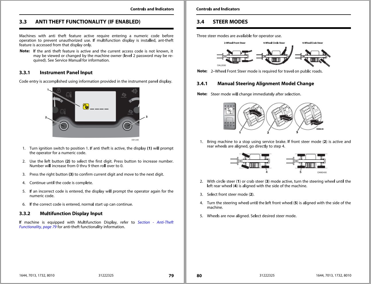 JLG Telehandlers 1644 1732 7013 8010 Operation Safety Manual 31222325 2023 PVC 2305 1