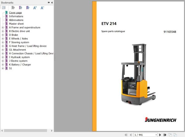 Jungheinrich Forklift ETV 214 Spare Parts Catalog 91165548 1