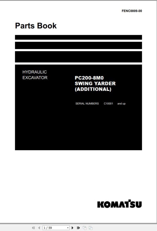 Komatsu Crawler Excavators PC200 8M0 Part Book