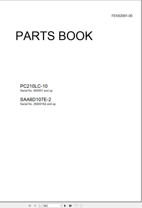 Komatsu Crawler Excavators PC210LC 10 Part Book