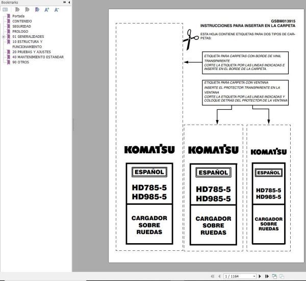 Komatsu Dump Truck HD785 5 HD985 5 Shop Manual GSBM013915 ES