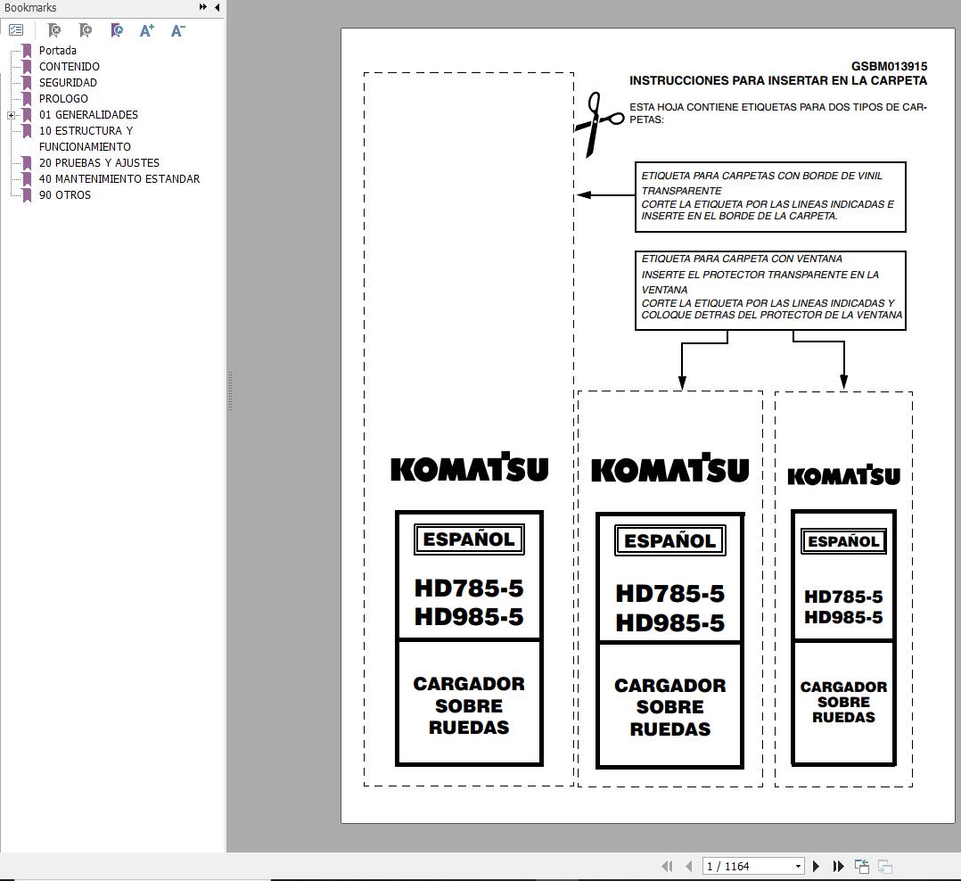 Komatsu Dump Truck HD785 5 HD985 5 Shop Manual GSBM013915 ES