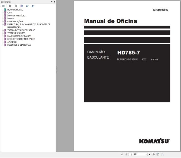 Komatsu Dump Truck HD785 7 Shop Manual PT