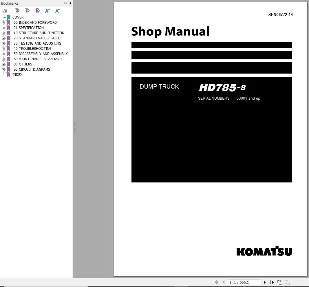 Komatsu Dump Truck HD785 8 Shop Manual SEN06772 14