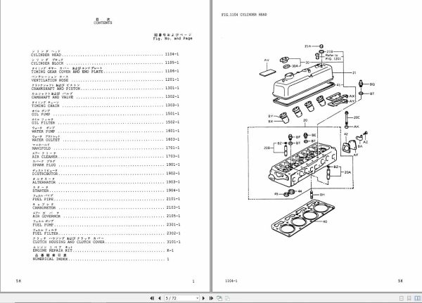 Komatsu Engine 5K Part Book PGA5K00 01 1