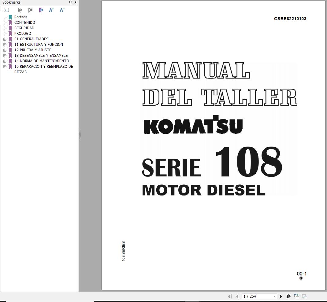 Komatsu Engine Serie 108 Shop Manual GSBD62210103 ES