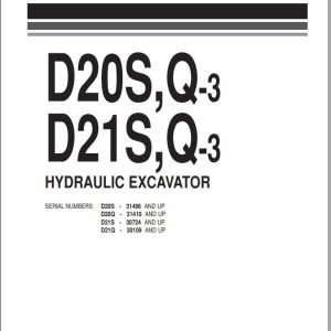 Komatsu Excavator D20S 3 D20Q 3 D21S 3 D21Q 3 Part Book