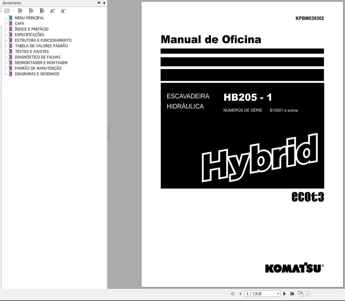 Komatsu Excavator HB205 1 Shop Manual KPBM539302 PT