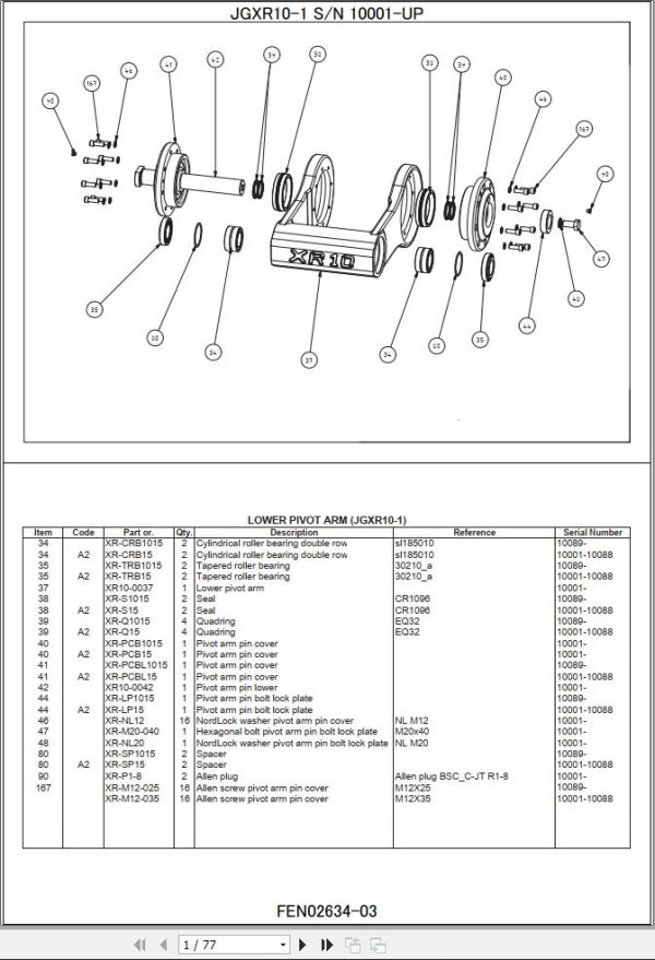 Komatsu Excavator JGXR10 1 Part Manual FEN02634 03