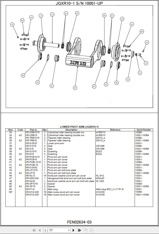 Komatsu Excavator JGXR10 1 Part Manual FEN02634 03