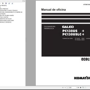 Komatsu Excavator PC138US 8 PC138USLC 8 Shop Manual PT