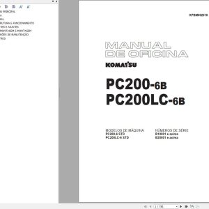 Komatsu Excavator PC200 6B PC200LC 6B Shop Manual KPBM002010 PT