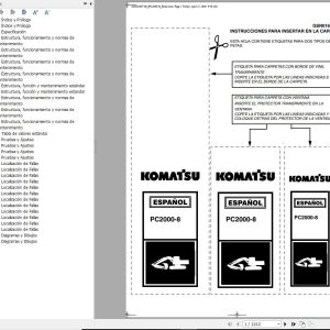 Komatsu Excavator PC2000 8 Shop Manual GSN01607 06 ES