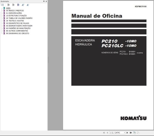 Komatsu Excavator PC210 10M0 PC210LC 10M0 Shop Manual KBPM670100 PT