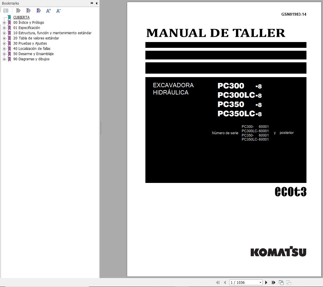 Komatsu Excavator PC300 8 PC300LC 8 PC350 8 PC350LC 8 Shop Manual GSN01983 14 ES