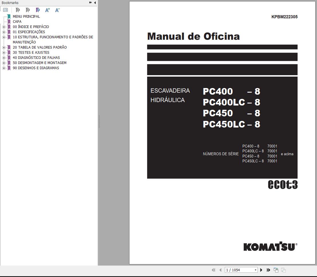 Komatsu Excavator PC300 8 to PC350LC 8 Shop Manual PT