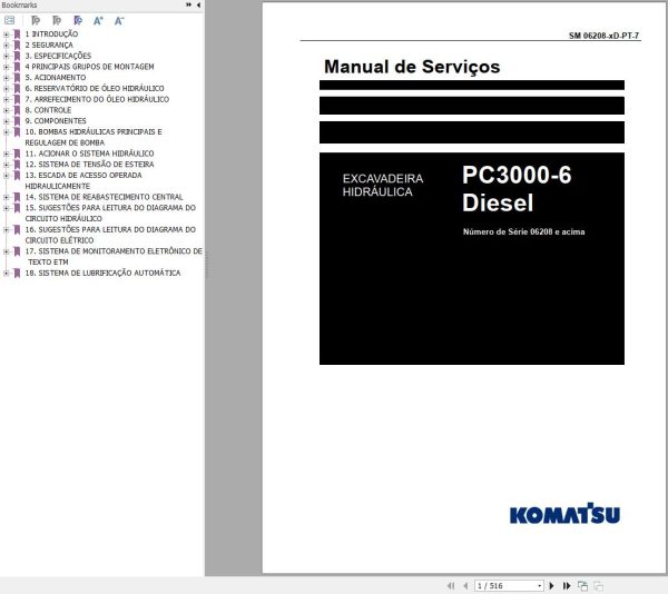 Komatsu Excavator PC3000 6 Service Manual GZPBM06208 7 PT