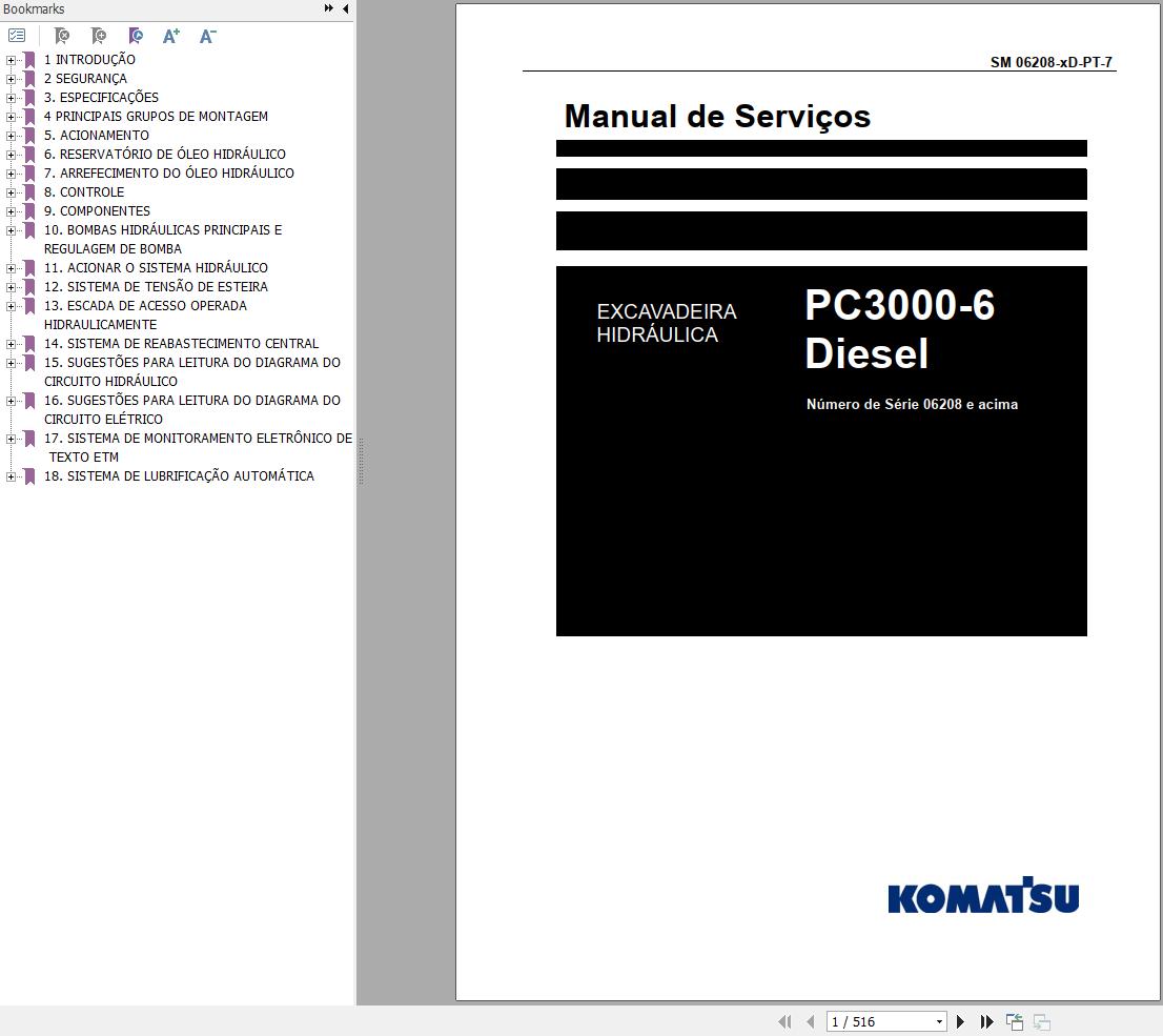 Komatsu Excavator PC3000 6 Service Manual GZPBM06208 7 PT