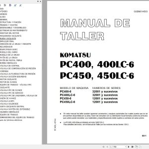 Komatsu Excavator PC400 PC400LC 6 PC450 PC450LC 6 Shop Manual GSBM014503 ES