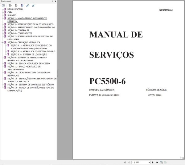 Komatsu Excavator PC5500 6 Service Manual PT