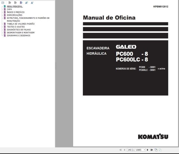Komatsu Excavator PC600 8 PC600LC 8 Shop Manual KPBM012812 PT