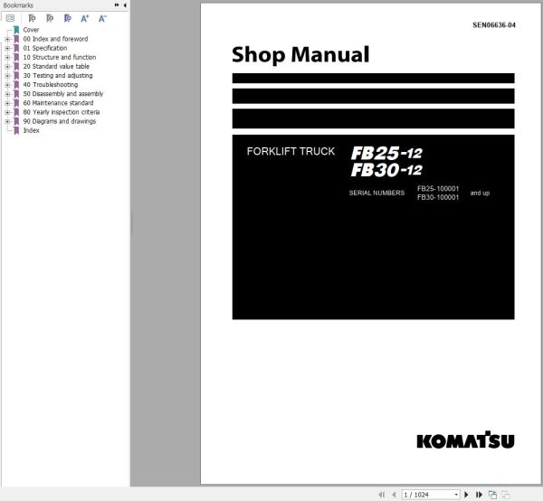 Komatsu Forklift Truck FB25 12 FB30 12 Shop Manual SEN06636 04