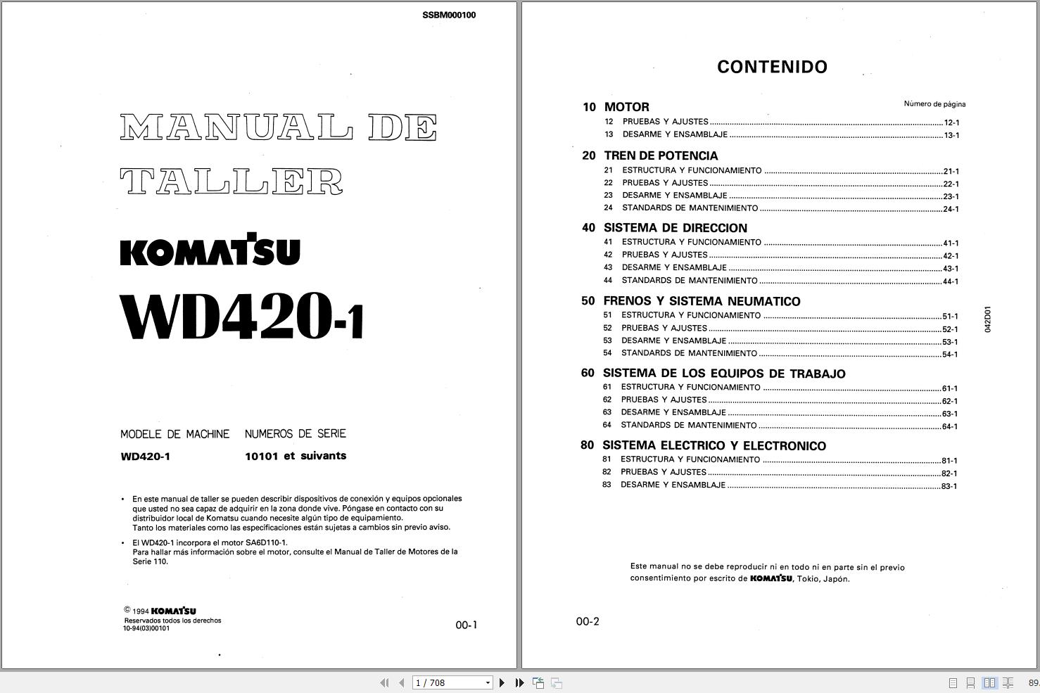 Komatsu Wheel Dozer WD420 1 Shop Manual SSBM000100 ES