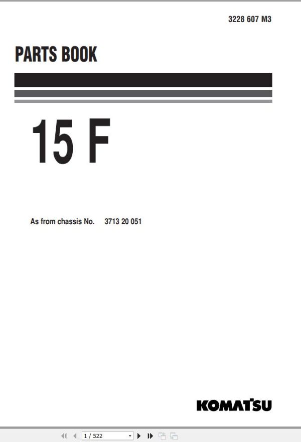 Komatsu Wheel Loader 15F Part Book 3228607M3