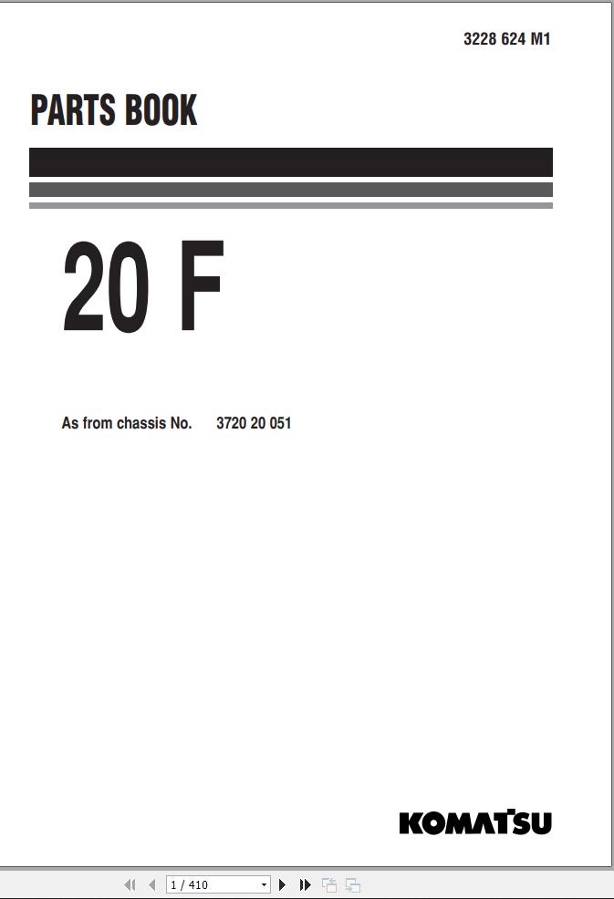 Komatsu Wheel Loader 20F Part Book 3228624M1