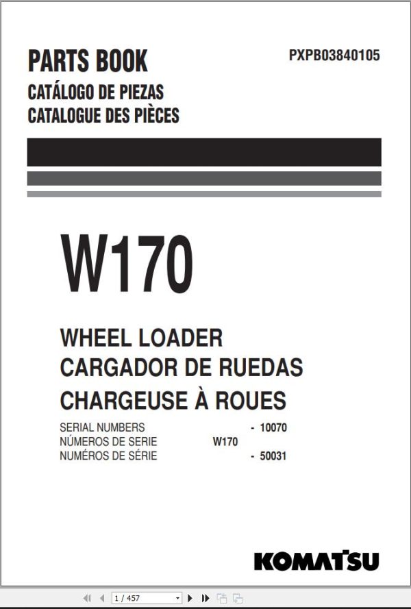 Komatsu Wheel Loader W170 1 Part Book PXPB03840105