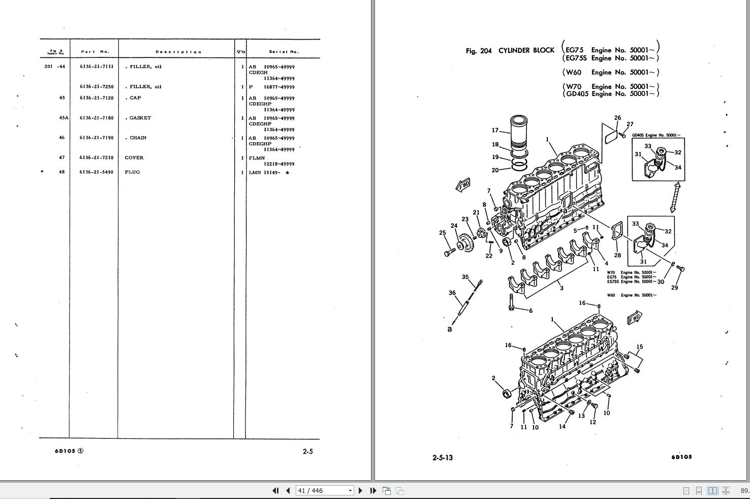 Komatsu Wheel Loader W70 2 Part Book PEPB03810203 1