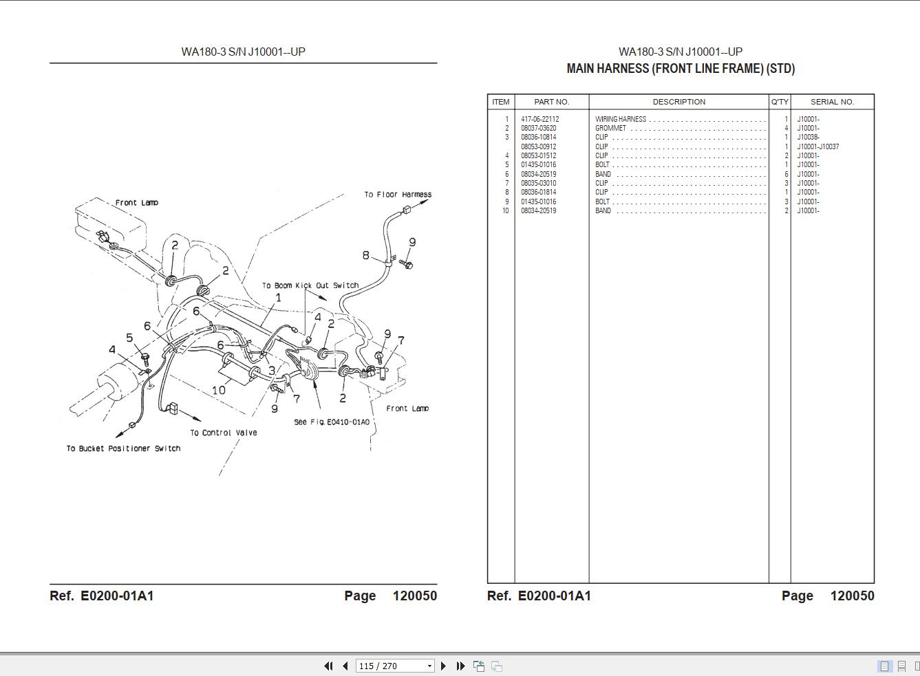 Komatsu Wheel Loader WA180 3 Parts Book 1