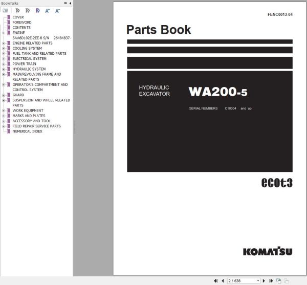 Komatsu Wheel Loader WA200 5 Part Book FENC0013 04
