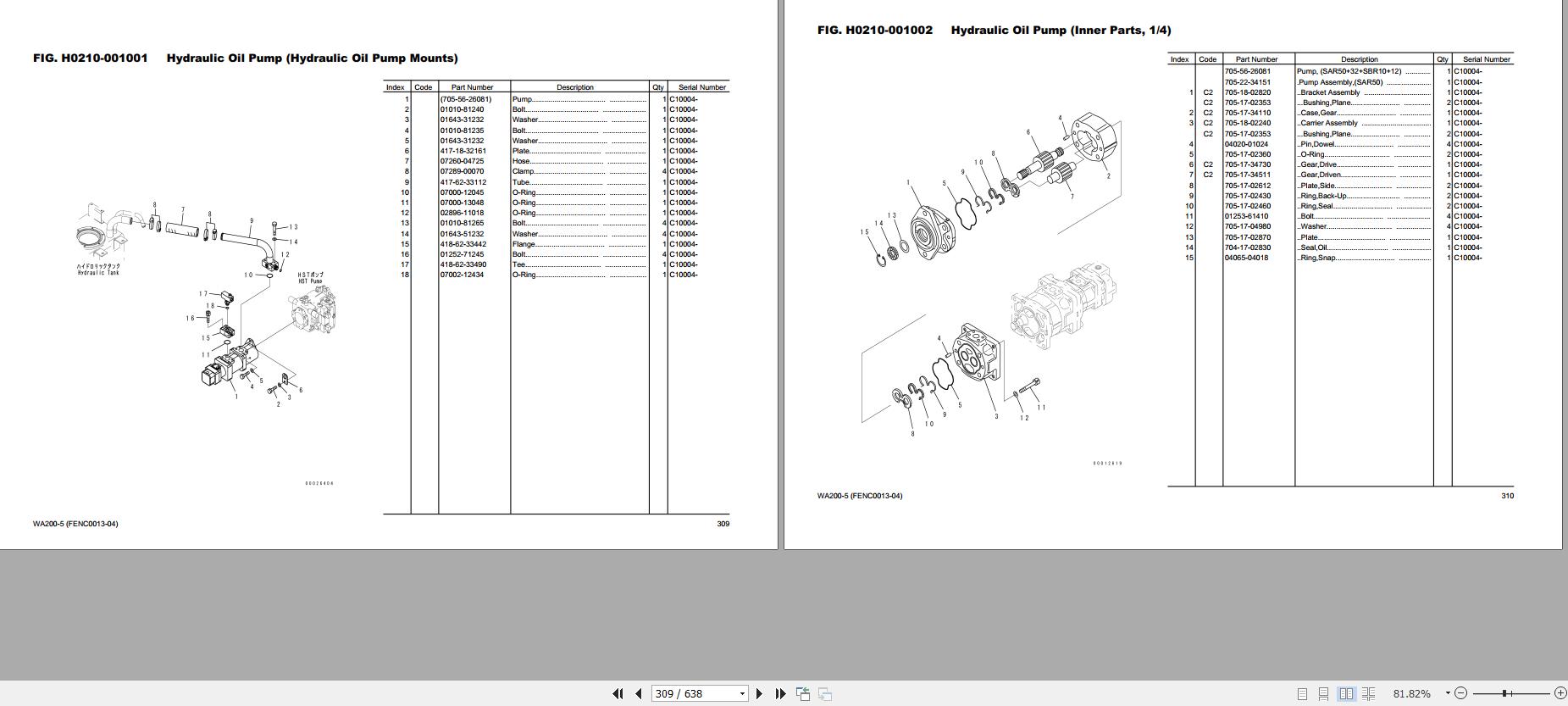 Komatsu Wheel Loader WA200 5 Part Book FENC0013 04 1