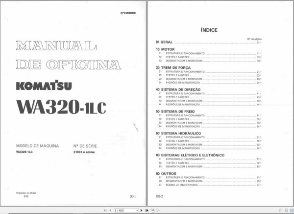 Komatsu Wheel Loader WA320 1LC Shop Manual KPBM000400 PT