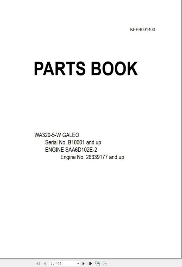 Komatsu Wheel Loader WA320 5 W Part Book KEPB001400